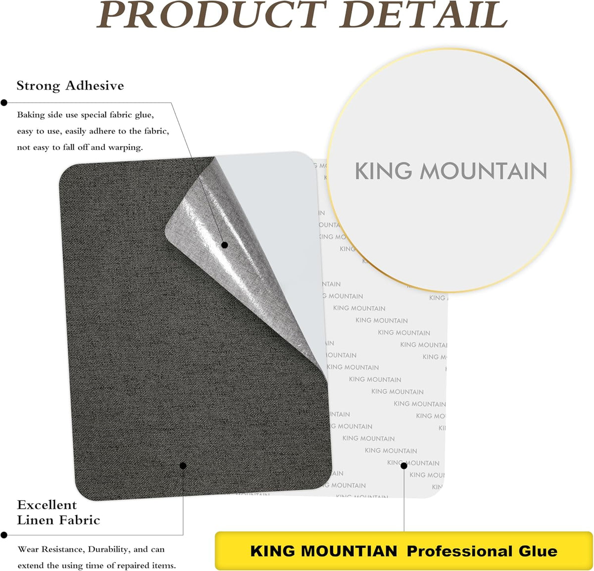 Fine Linen Fabric Patches, Self-Adhesive - 8x11 inch, 2 Pack, Multi Color, For Sofa & Clothes Repair (Dark Grey, 8" x 11" - 2PCS)