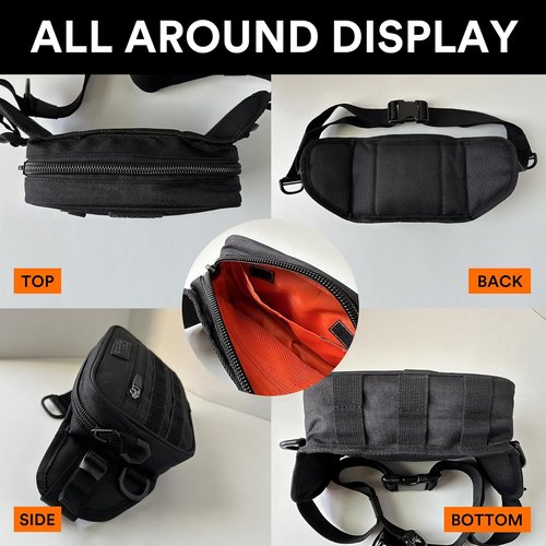 Fitdom Tactical Inspired Large Fanny Pack For Men. Perfect Techwear Accessories EDC Bag For Men. Multi-Functional Waist Pack
