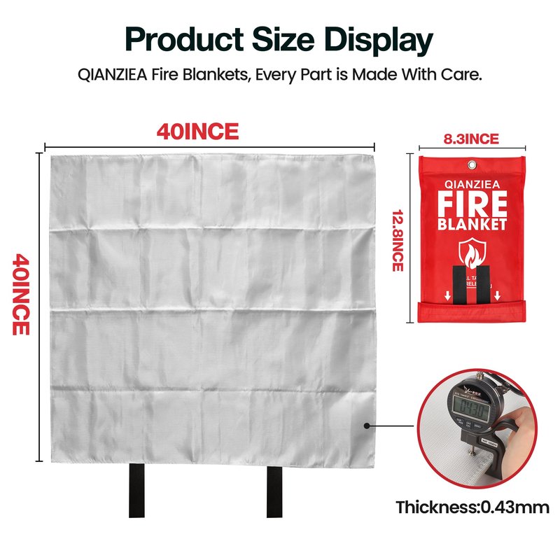 QIANZIEA 4 Pack Fire Blanket 40” x 40” – Emergency Fire Blanket for Kitchen & Home, Fiberglass Fire Suppression Blanket