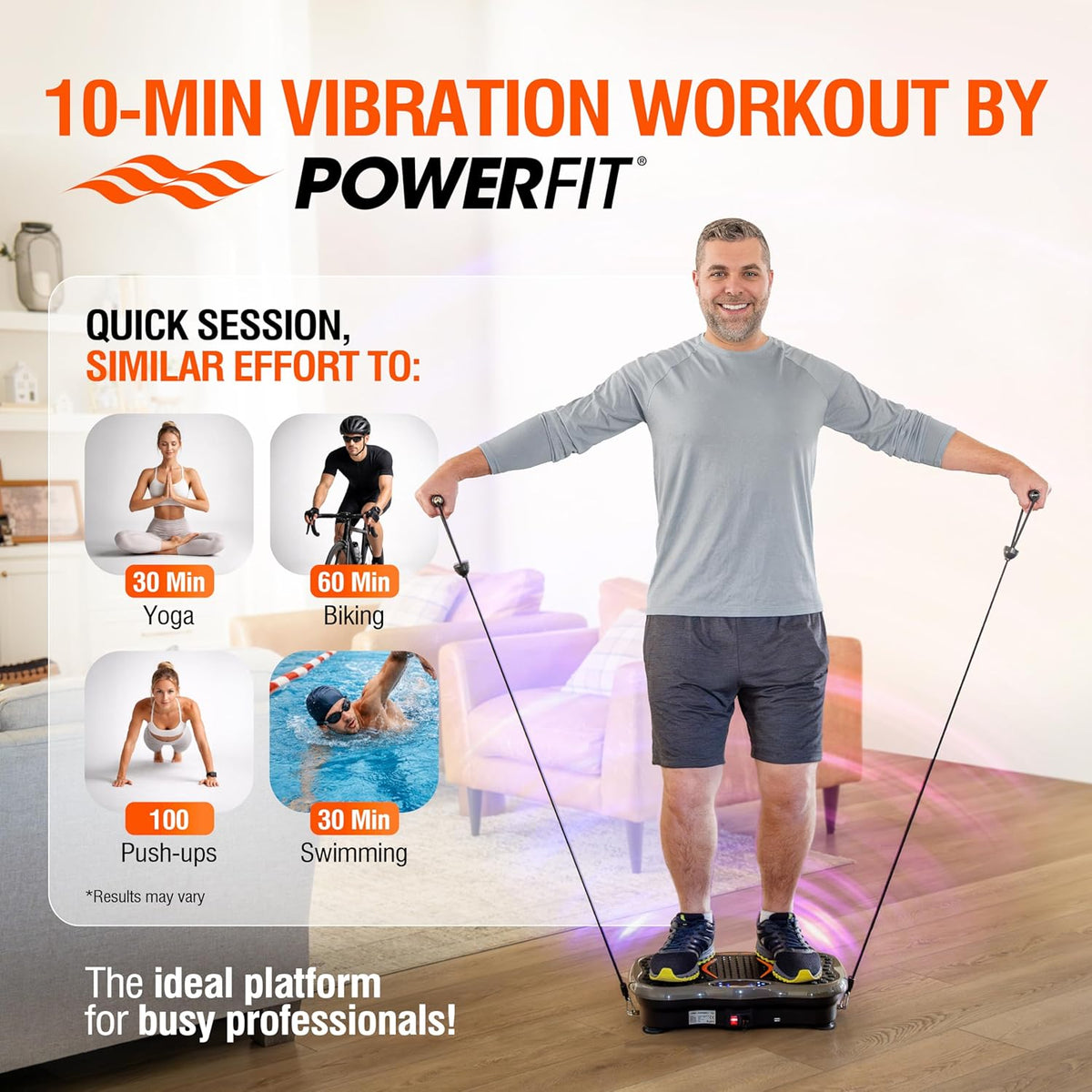 Powerfit Vibration Plate Exercise Machine - Full Body Vibration Platform for Weight Loss & Lymphatic Drainage