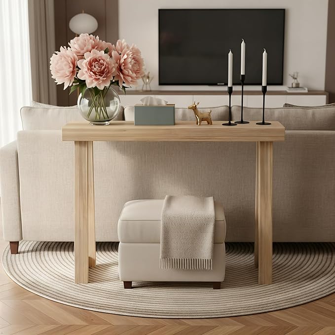Plank+Beam Solid Wood Console Table, 36 Inch, Sofa Table, Narrow Entryway Table for Hallway, Behind The Couch, Living Room, Foyer, Easy Assembly, Blonde