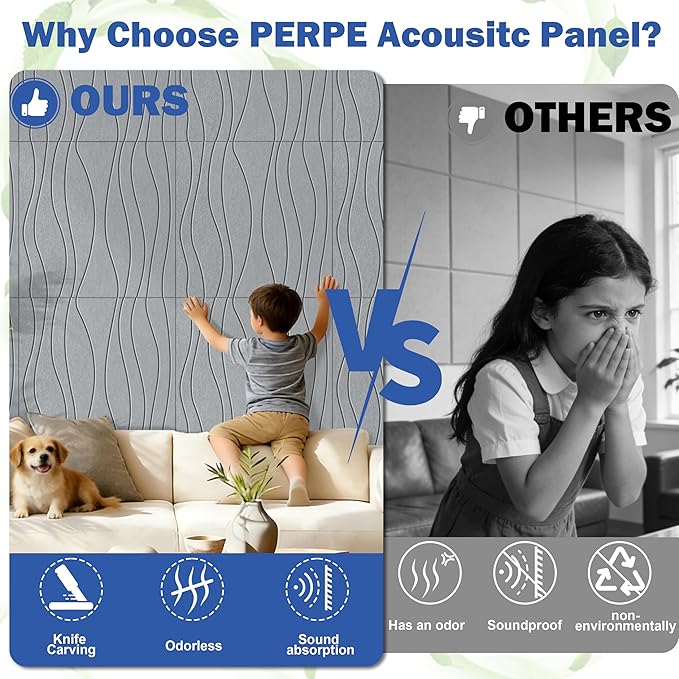 6 PCS Acoustic Panels, 23.6x23.6'' Self-Adhesive Soundproof Wall Panels