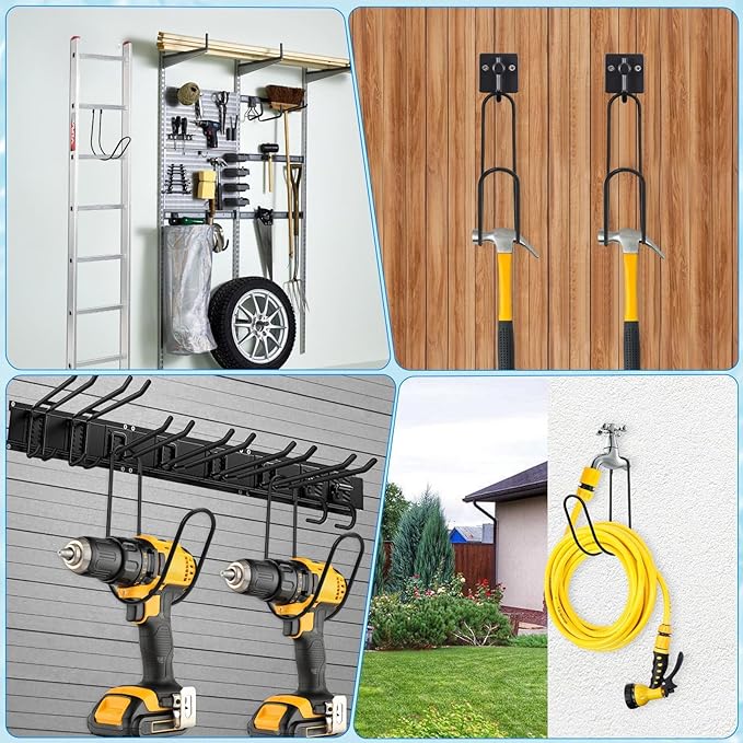 Garden Hose Storage Hook Water Hose Holder Hose Hanger,304Stainless Steel Solid Hose Hook Holds Up to 50Ft Hose Perfect for Garage, Garden,Tool Room(Matt Black 1pcs)
