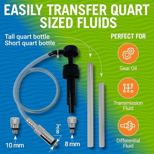 Lower Unit Gear Oil Pump - Quart Bottle Lube Transfer for Marine Transmission Fluid & Rear Differential Service