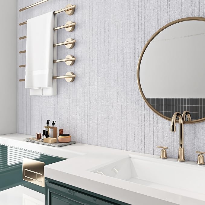 Livelynine 15.8x394 Textured Wallpaper Stick and Peel White Embossed Wallpaper