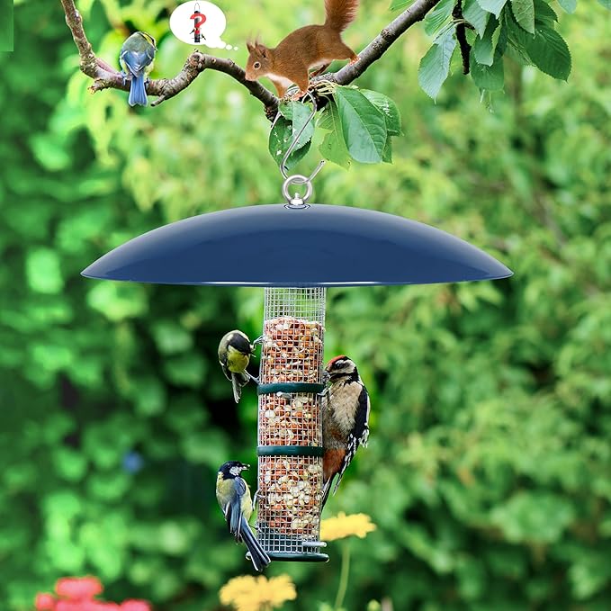 Bird Feeder Dome Guard,Squirrel Baffle for Hanging Feeder,13-Inch Cover for Shepherd's Hook in the Outdoors,Smart Birds Feeder's Umbrella(Blue), 1 Pack