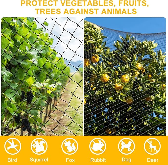 BSTPCOO Bird Net 25'x25' with 2.4" Square Mesh Bird Netting for Chicken Coop Roof, Poultry Netting Heavy Duty Nylon for Garden, Chicken Netting Fruit Tree Netting, Hawk Netting for Chicken Run