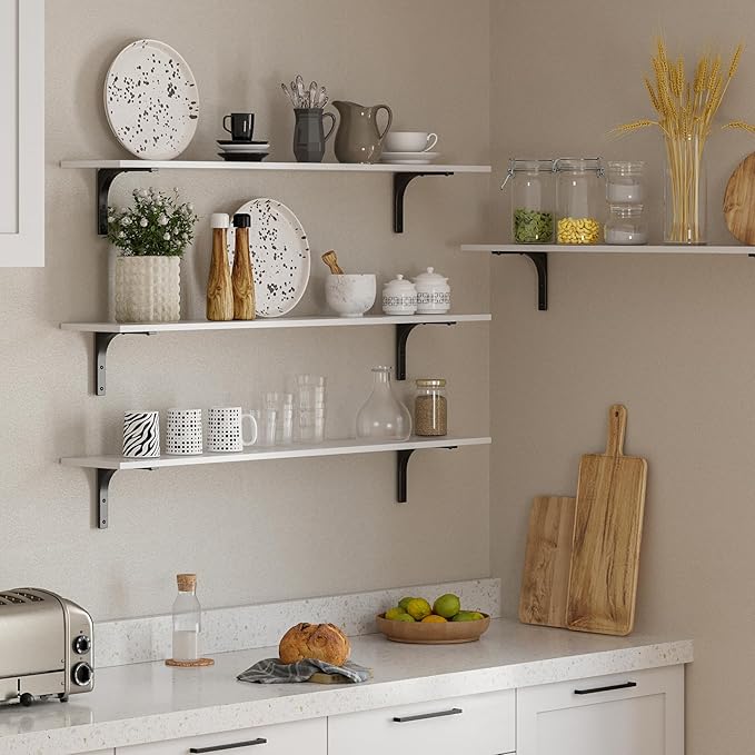 DINZI LVJ Long Wall Shelves, 55.1Inch Wall Mounted Shelves Set of 2, Extra