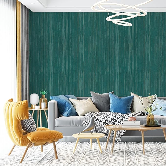 Teal Grasscloth Peel and Stick Wallpaper Texture Contact Paper A Set of 15.7" X