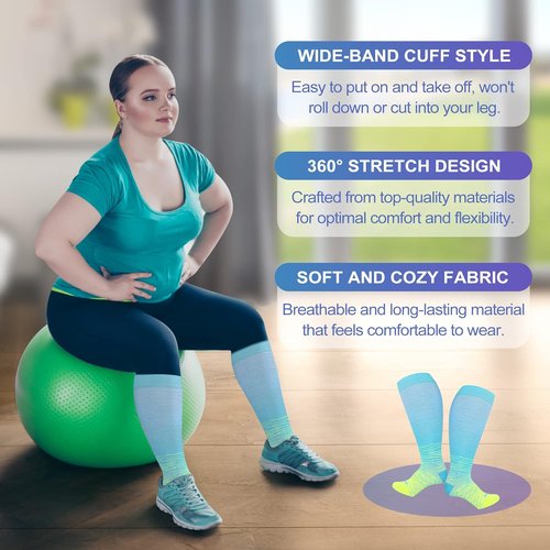 LEVSOX Compression Socks for Women & Men - Plus Size 15-20 mmHg Knee High for Travel & Nurses