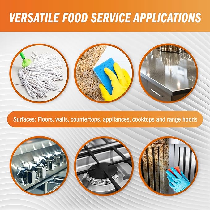 Degreaser Concentrate - Heavy Duty - Makes 128 Gallons of Cleaner- Commercial Kitchen Strength - Removes Tough Grease, Grime and Food Soils - Restaurant Floor Degreaser