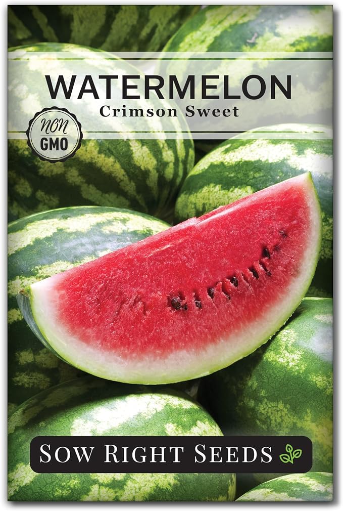 Sow Right Seeds - Crimson Sweet Watermelon Seeds for Planting - Non-GMO Heirloom Packet with Instructions to Plant a Home Vegetable Garden - Large Red Melon with Sweet Flesh - Summer Variety (1)