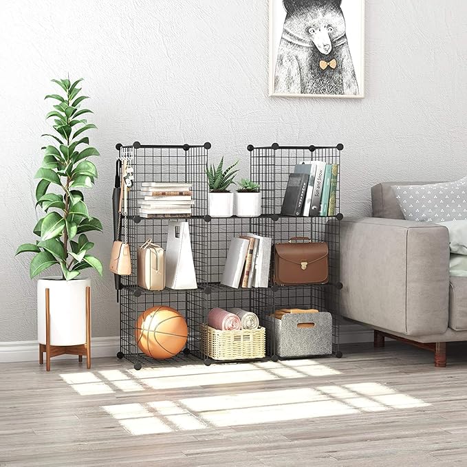 C&AHOME Wire Cube Storage, 8-Cube Organizer Metal C Grids Storage, Storage Bins