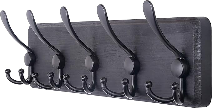 SKOLOO Rustic Wall Mounted Coat Rack: 16" Stud Spacing, Pine Real Wood Plank