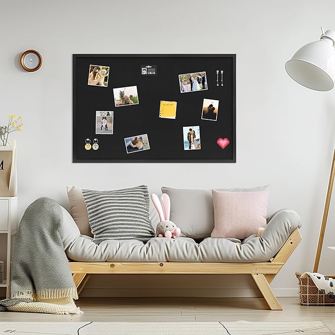 DAHAPYBOO Cork Board with Linen Black, Bulletin Board 36"x24", Corkboards