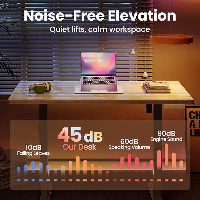 HUANUO 71 x 30 inch Electric Standing Desk Adjustable Height, 4 Memory Height Settings, Sit Stand Up Desk for Home Office & Computer Workstation, LightWalnut