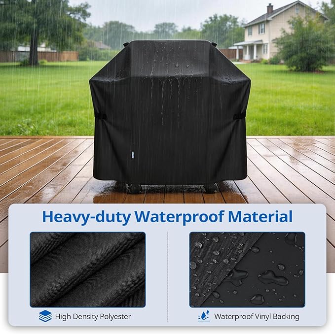 SunPatio BBQ Grill Cover 52 Inch, Outdoor Durable Waterproof Gas Barbecue Cover, Compatible for Weber Spirit 200 and 300 Series, Charbroil and Kenmore Grills, Compared to Weber 7106, 52" x 26" x 43"H