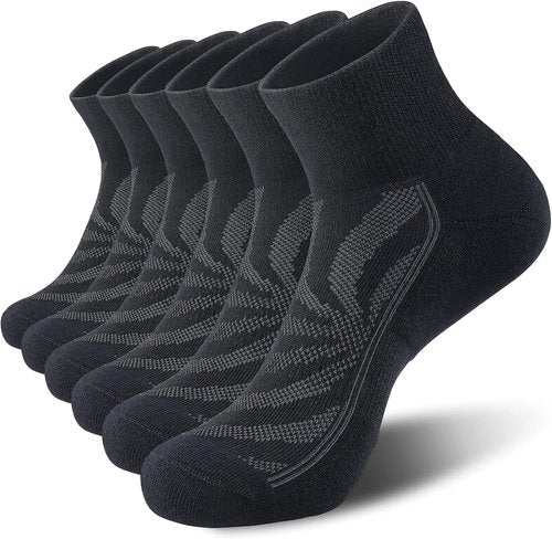 Lapulas Men's Ankle Socks - Cushioned Cotton Quarter Socks for Sports & Running | 6 Pack