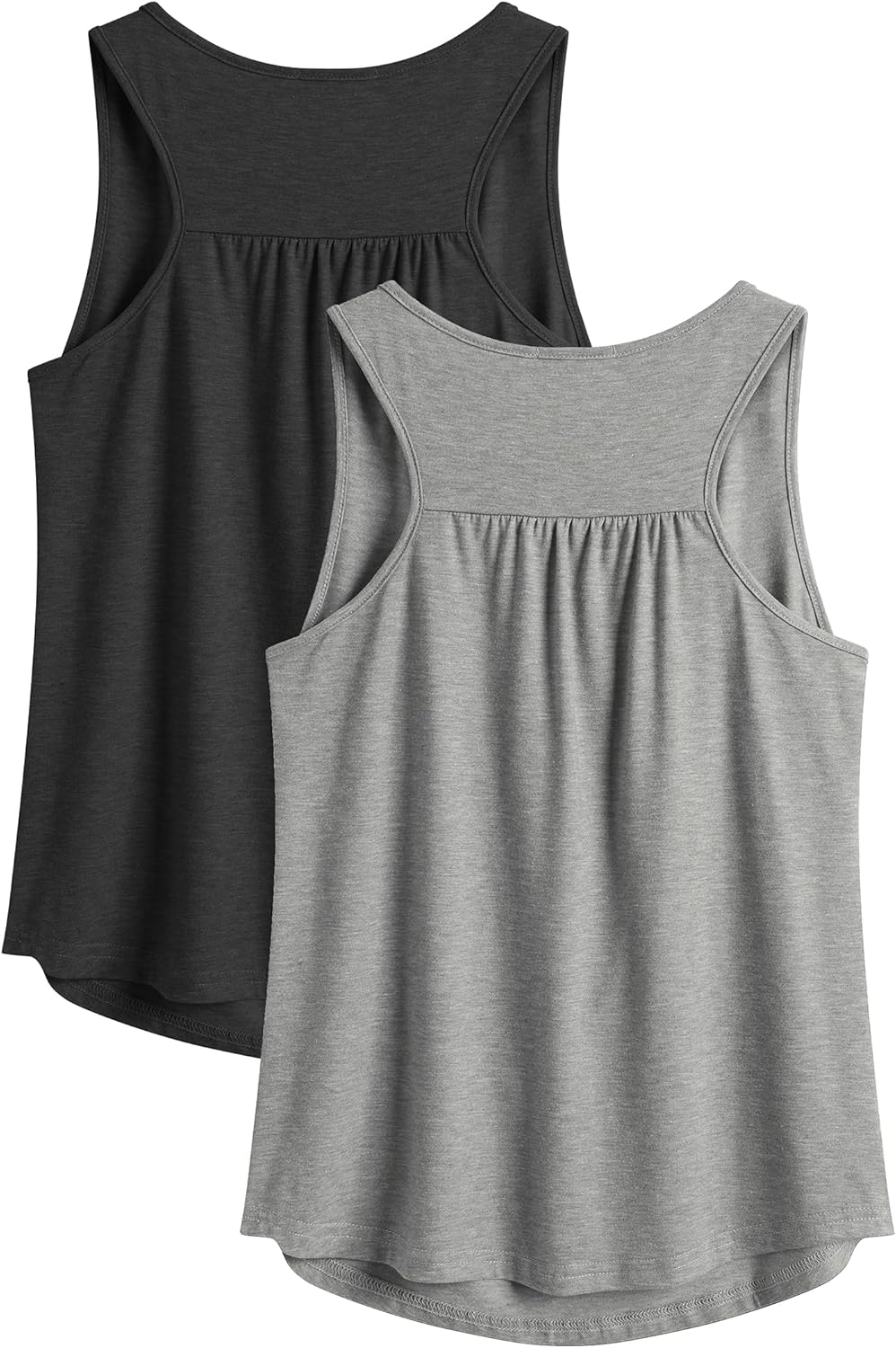PINSPARK Women's Racerback Workout Tops - Lightweight Athletic Tank Shirts | 2-Pack S-3XL