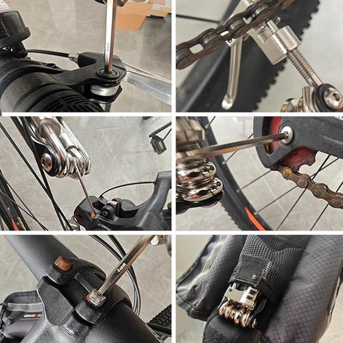 17 in 1 Bike Multi Tool Kit with Chain Breaker Ergonomic And Lightweight MTB Bike Repair Kit Motorcycle Accessories Stainless Steel