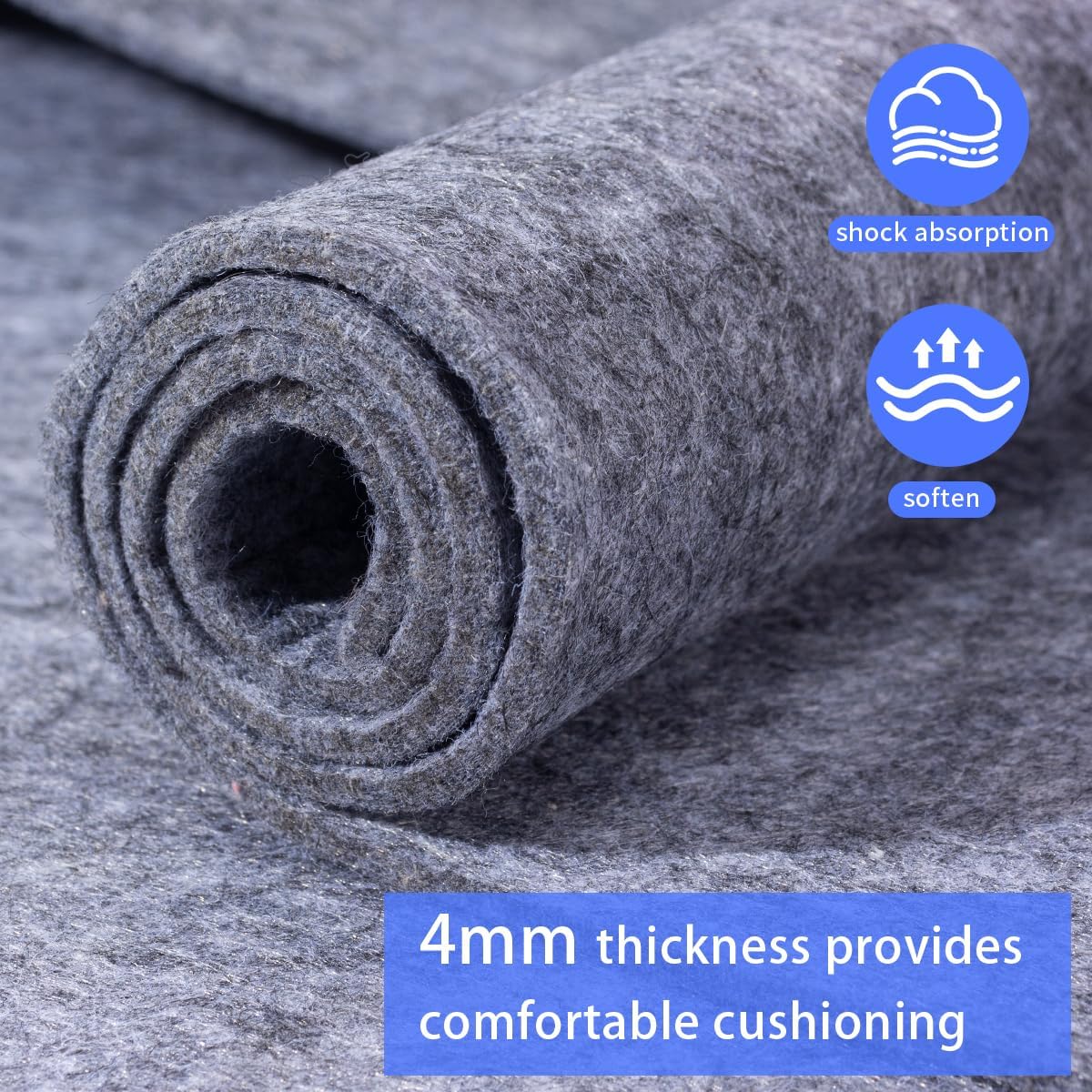 Extra Large Area Rug Cushioned Pad, 5x7 Ft Thick Felt Pad for Hardwood Floors, Keeps Rug in Place Soft