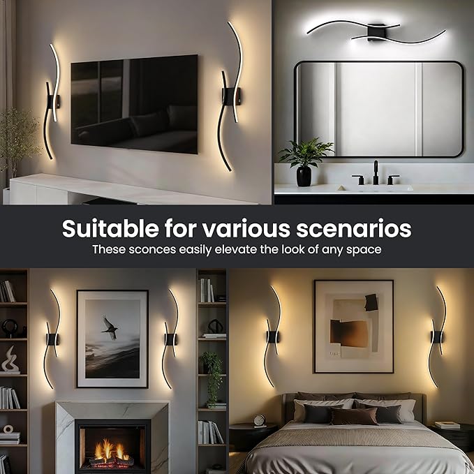Battery Operated Wall Sconces Set of Two, 10000mAh Rechargeable Modern Wall
