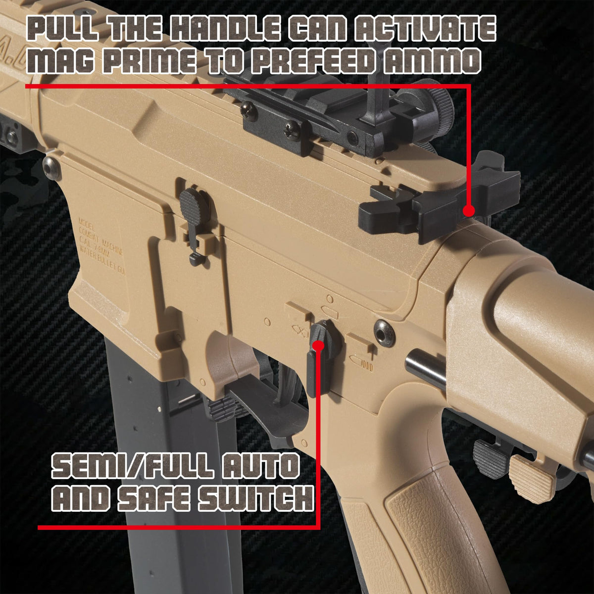 EMERBU Pro-Grade Splatter Gel Ball Blaster ARP9 Plus - Metal and Nylon Body - Metal Gearset - Semi and Full Automatic Splat 12 Orby per Second - 7.4V Rechargeable Battery Powered - for Ages 15+(TAN)