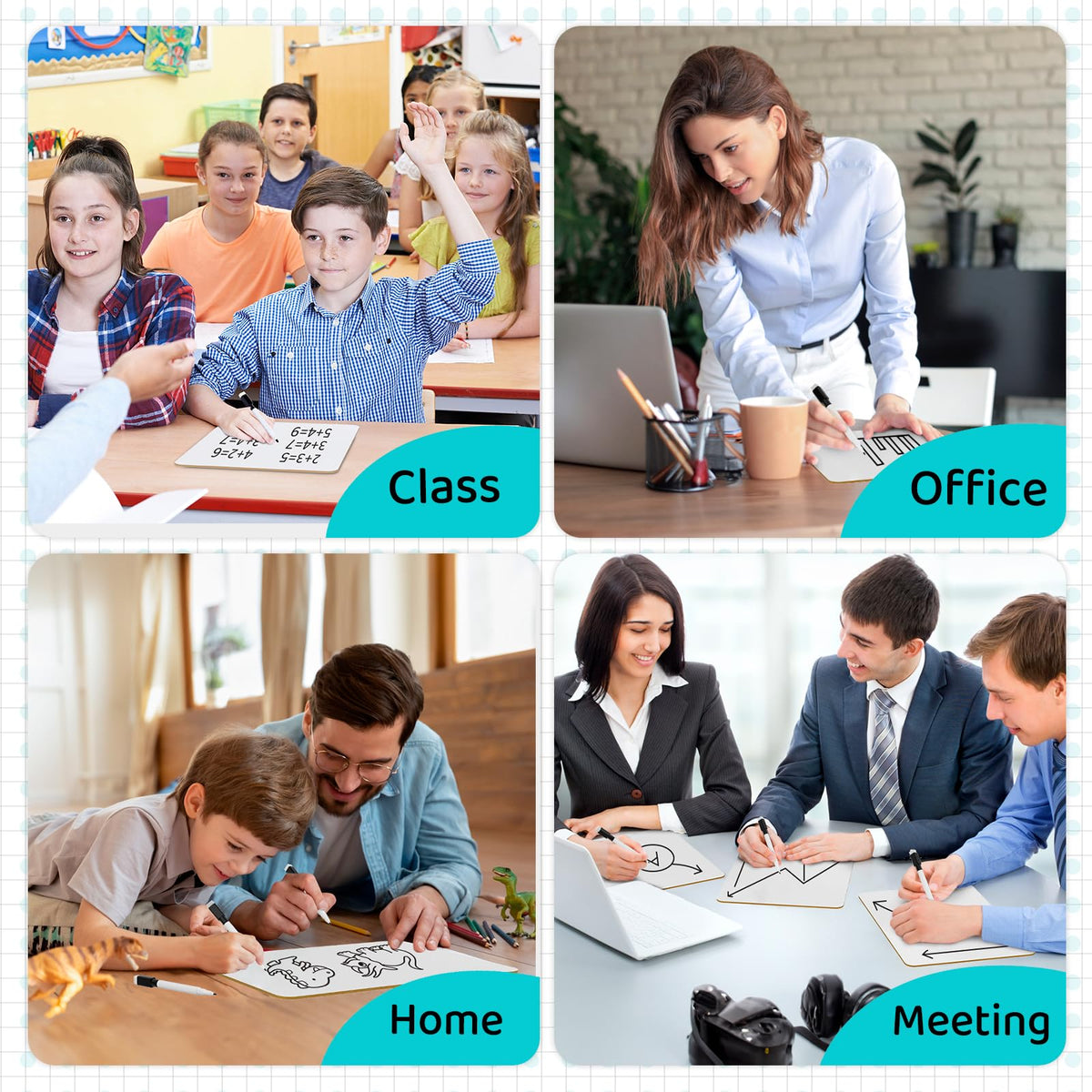 Dry Erase Lapboards 32 Pack, Double-Sided Small White Board for Classroom Student, 9"x12" Portable Dry Erase Board Bulk, Mini Whiteboard with 36 Pens, 36 Erasers & 36 Pen Holders, for Teacher Supplies
