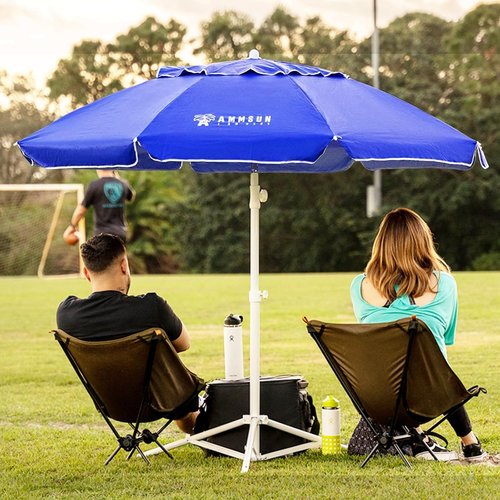 AMMSUN Shade Umbrella - Premium 6.5ft Portable Canopy with Stand for Instant Sun Protection | Lightweight & Adjustable, Blue