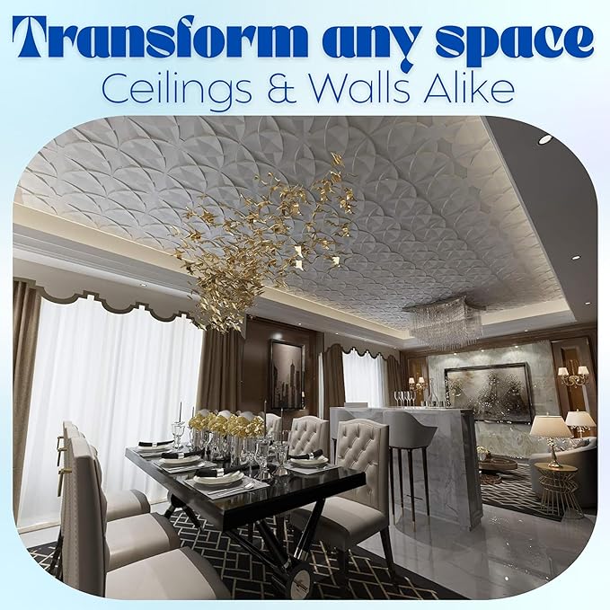 Art3d 12-Pack PVC Drop Ceiling Tiles, 2ft x 2ft, Floral Style