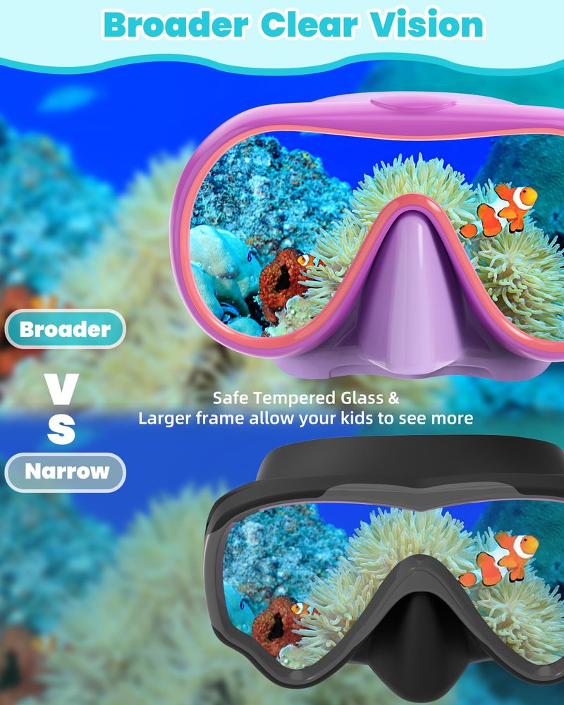 Seago Kids Swim Goggles with Nose Cover for Girls Boys Youth, 2 Pack Clear Vision Swimming Goggles Swim Mask Pool Goggles No Leaking Tempered Glasses for Kids 6-14 4-7 8-14 3-5 8-12 3-6