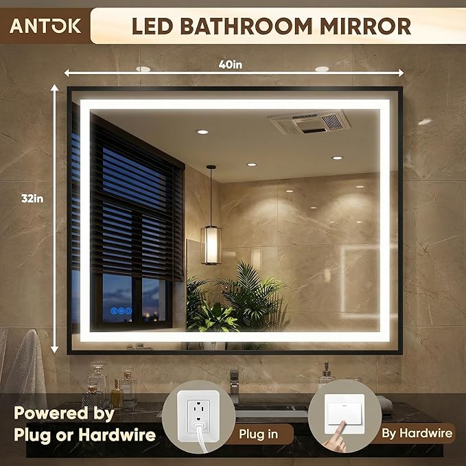 Antok 40X32 LED Bathroom Mirror