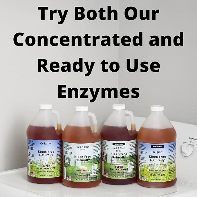 Naturally Preformed Enzyme Cleaner, Enzyme Solution, Multi-Purpose Cleaner, Laundry Additive and More - Concentrate-Fresh and Clean Scent-64oz