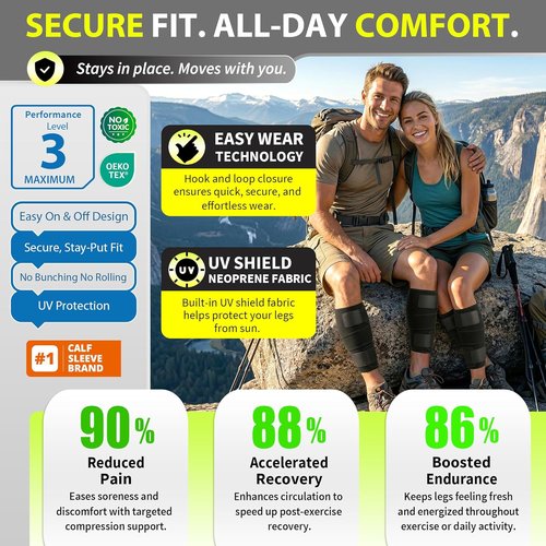 BLITZU Calf Brace - Adjustable Neoprene Compression Sleeve for Torn Calf Muscle | Pain Relief for Runners, S-M