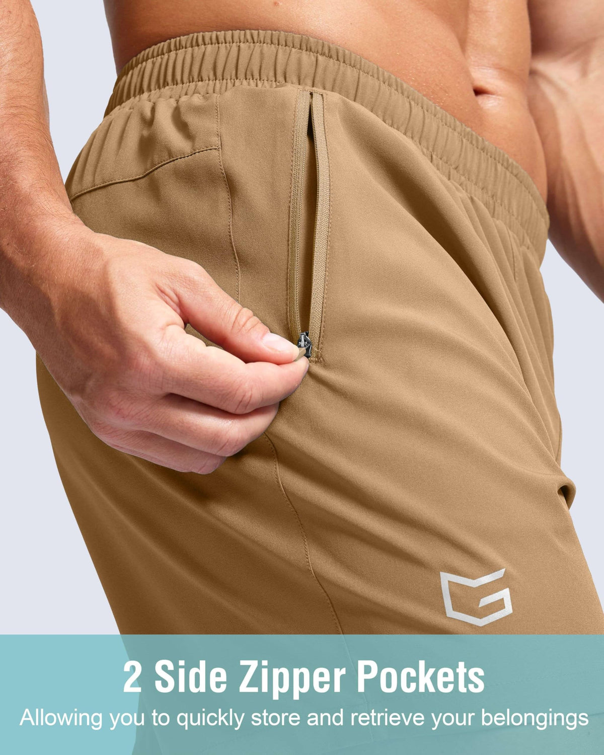 Men's Athletic Running Shorts with Zipper Pockets Quick Dry 7"/ 5"/ 9" Workout Gym Shorts for Basketball Hiking(Dark Khaki,7XS)