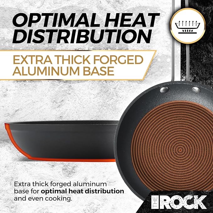 THE ROCK Single Serve Nonstick Pots and Pans Set, 4pc Portion Control Cookware Set with Rock.Tec, Scratch/Stain/Crack Proof, Oven & Dishwasher Safe, Perfect for Dorm, Camping & Small Kitchens, Black