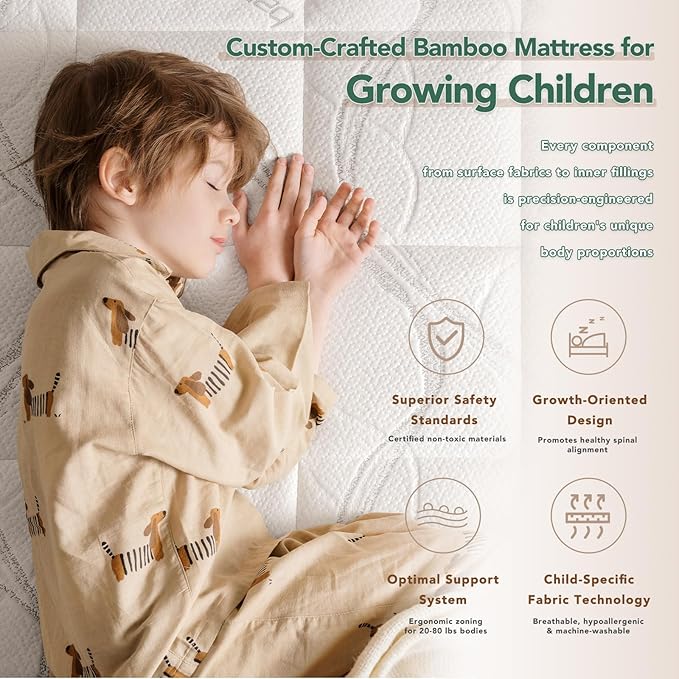 8 Inch Twin Memory Foam Mattress- CertiPUR-US Certified Foam Mattress in a Box -Medium Firm Support for Pressure Relief with Washable Bamboo Fiber Cover for Kids Single Bunk Trundle Bed