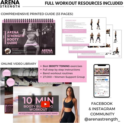 Arena Strength Fabric Booty Bands - Premium Resistance Bands for Legs & Butt | Includes Workout Guide & Carry Case