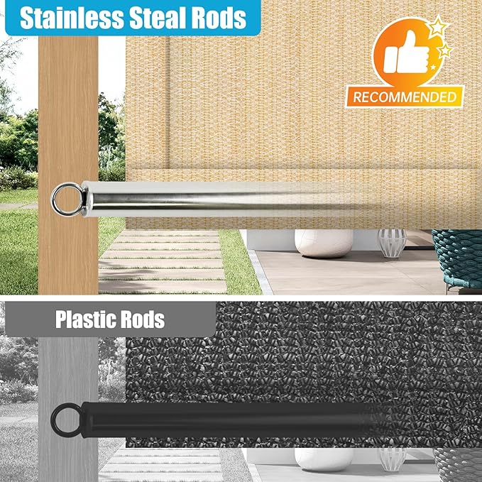 Shade&Beyond 9' W × 11' L Pergola Shade Cover Wheat Pergola Cover Canopy Replacement Shade Cloth for Garden, Patio, Deck, Porch with Grommets and Rods(Make Custom Size)