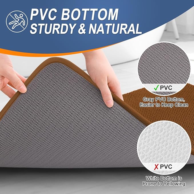 OLANLY Thick Memory Foam Bath Mat Rug 36x24, Extra Soft Absorbent Bathroom Rug, Quick Dry Bath Mats, Non-Slip, Machine Washable Carpet for Bathroom, Tub and Shower, Home Decor Accessories, Ochre