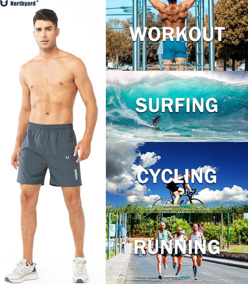 NORTHYARD Men's Athletic Running Shorts - Quick Dry Lightweight Gym Workout | 5"/7"/9" Sizes Available