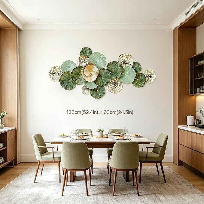 Roivikis Large Metal Wall Art Decor, 3D Abstract Lotus Leaves Wall Handcrafted Modern Decoration for Indoor Outdoor for Living Room, Bedroom, Entryway 52" x 24"
