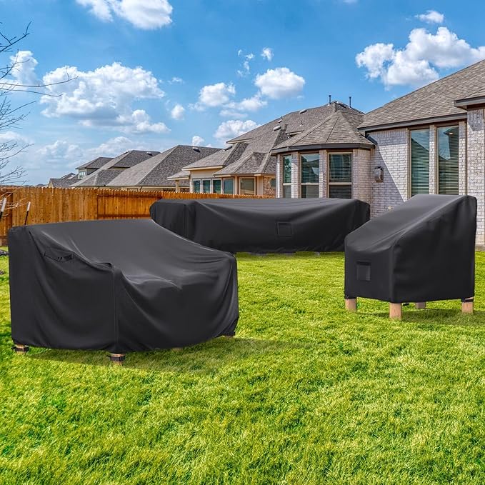 Patio Furniture Covers, Heavy Duty Outdoor Furniture Cover Waterproof, Sectional Sofa Set Covers Table and Chair Set Cover 111" L × 74" W × 28" H