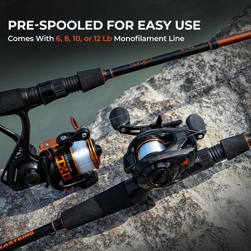 KastKing Brent Chapman Baitcasting Reel and Rod Combo, Tailored Tackle Kits, Pre-spooled Design, IM6 Graphite 2Pc Blanks, 5 + 1 Ball Bearings, Aluminum Oxide Ringed Stainless Steel Guides, EVA Handles