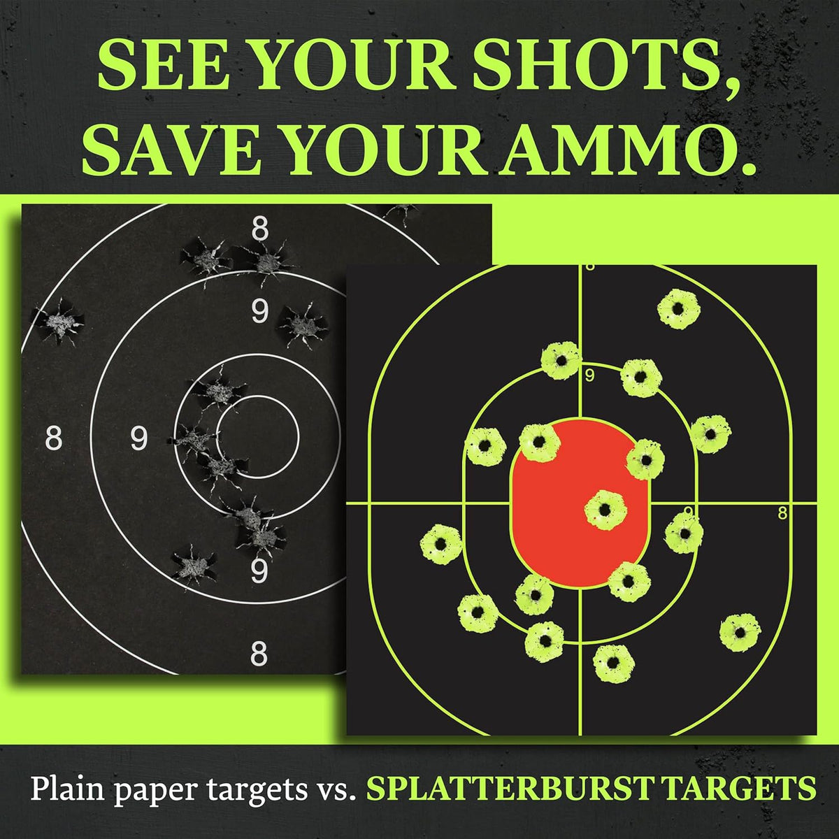 Splatterburst Targets - Silhouette Shooting Target - Bright Fluorescent Yellow - 12 x 18 Inch, Made in USA