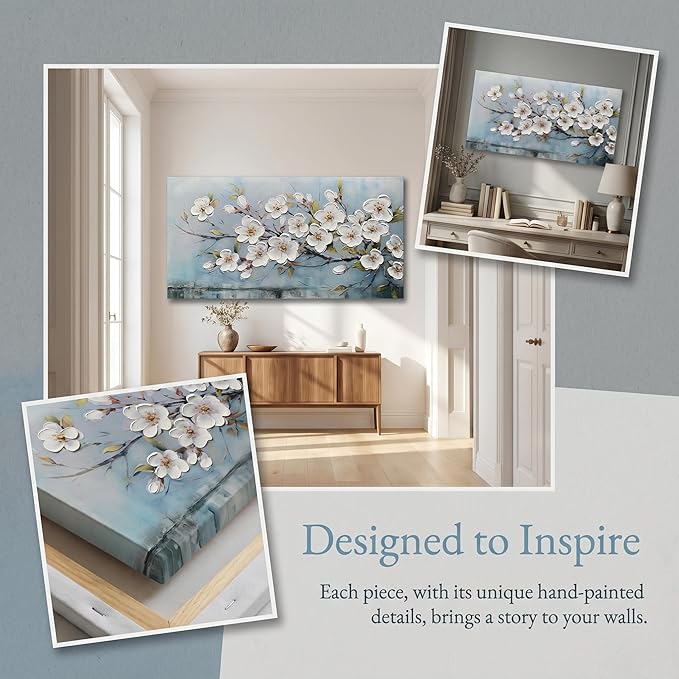 Anolyfi White Textured Flowers Wall Art