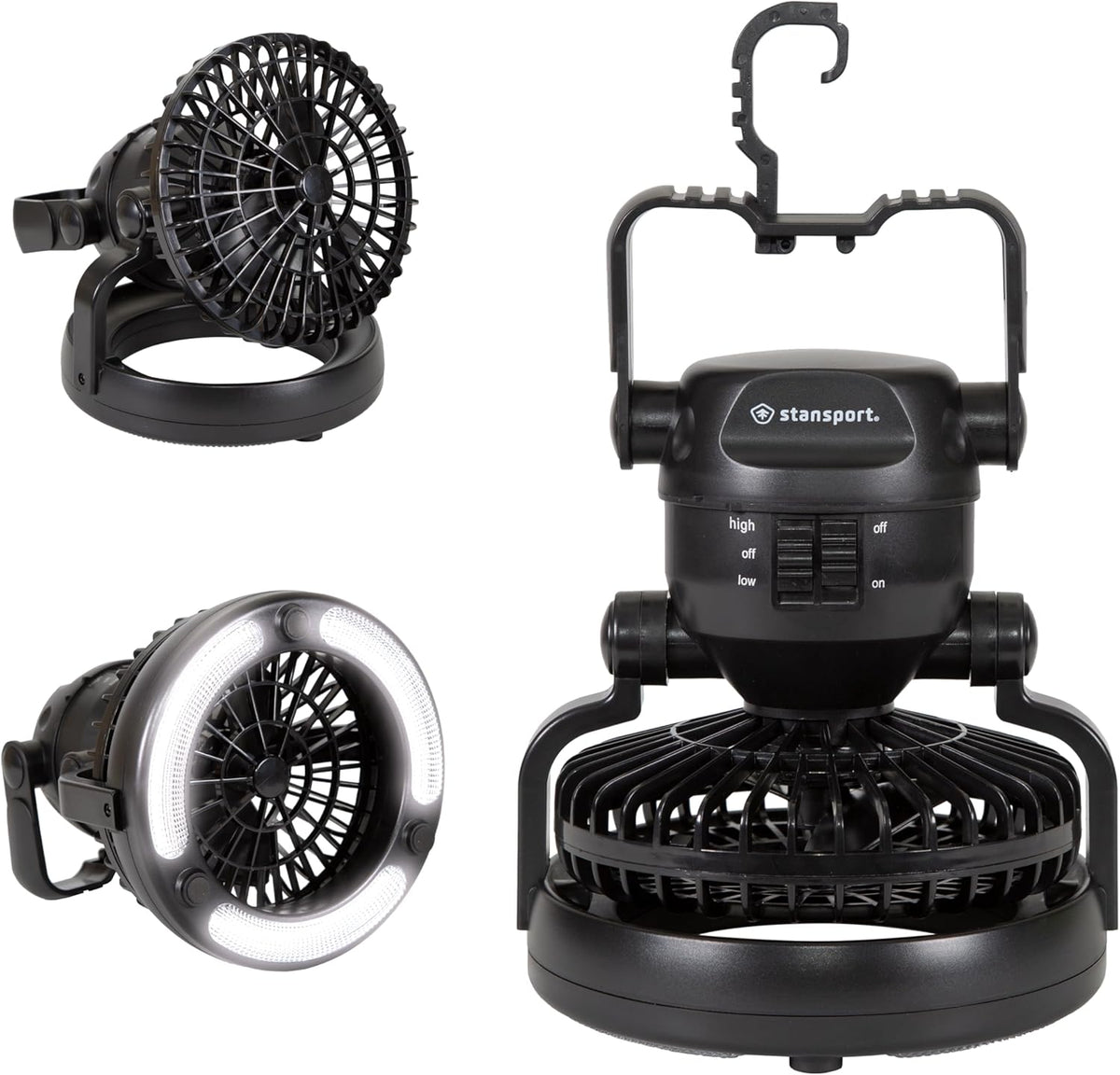 Stansport 450 LED Camping Lantern with Fan - Portable Black Outdoor Light