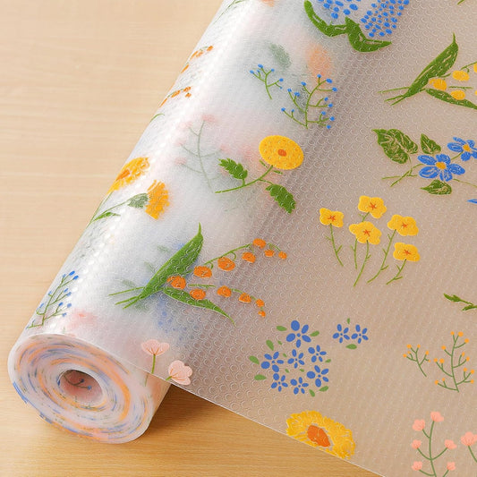 INNOLITES Non-Slip Shelf Liner – Cabinet & Drawer Liner Non-Adhesive – Waterproof Oil-Proof – Durable EVA with Floral for Kitchen Cabinets Refrigerator – BPA-Free, Easy to Cut