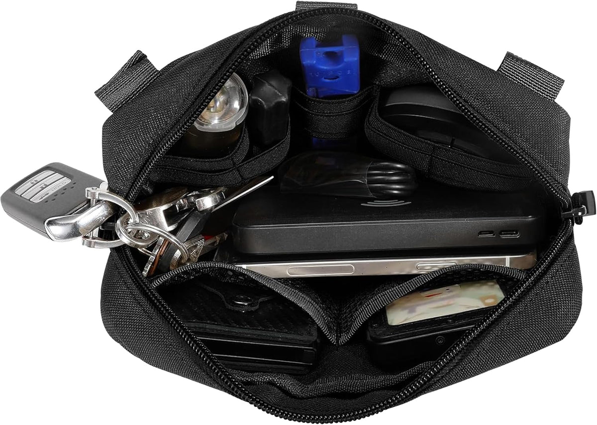 Skiennix Tactical Molle Admin Pouch - Multi-Purpose Tool Bag with US Flag Patch & Keychain
