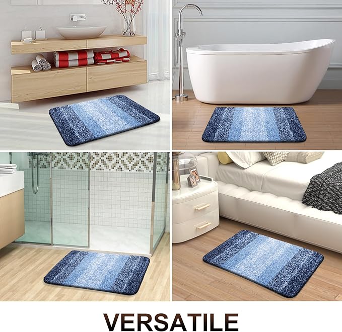 OLANLY Bathroom Rugs Mat 24x16, Extra Soft Absorbent Microfiber Bath Rugs, Rubber Backing, Quick Dry, Machine Washable Bath Mats for Bathroom Floor, Tub and Shower, Home Decor Accessories, Navy